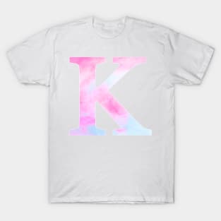 The Letter K Blue and Pink Design T-Shirt